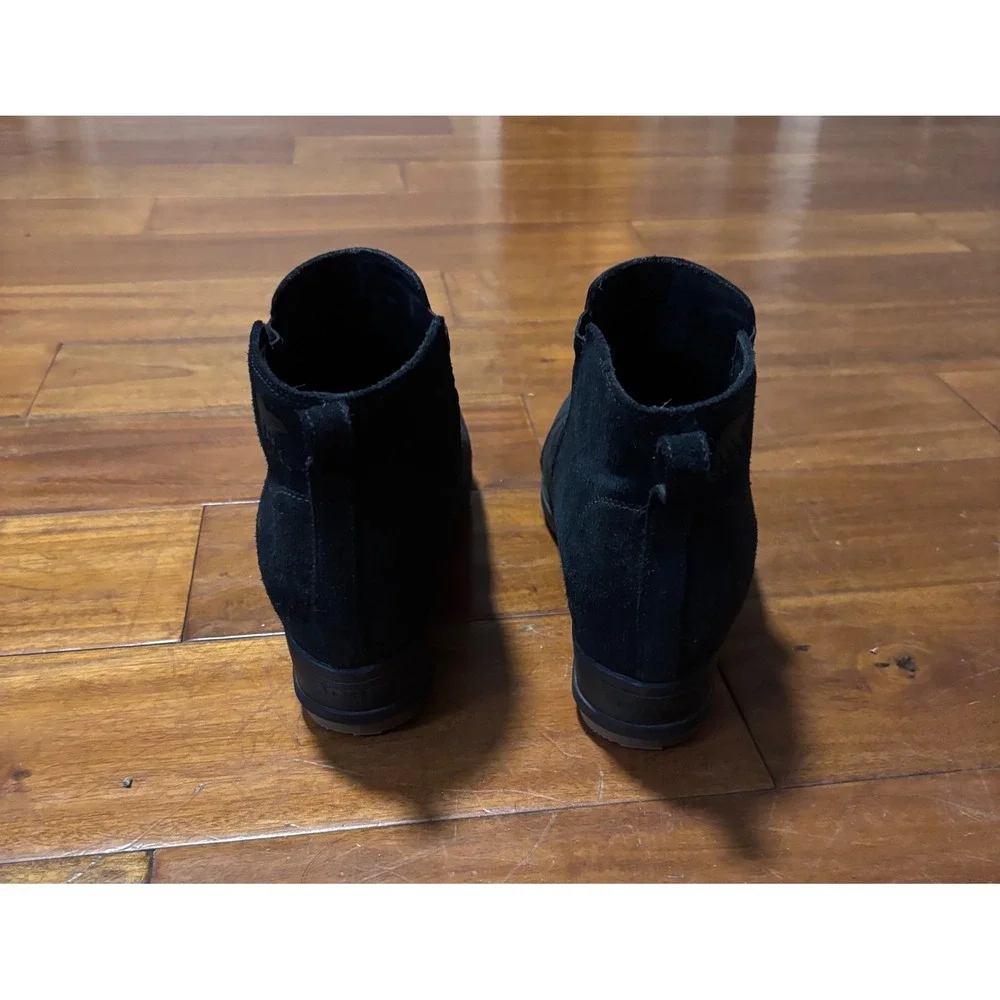 SOREL Evie‎ PullOn Waterproof Wedge Black Leather Suede Gorpcore Moto|Sz 11